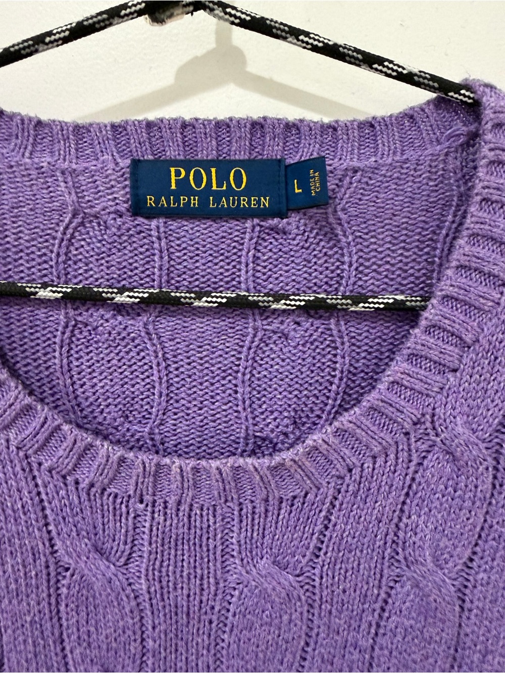 Polo by Ralph Lauren Lavender Oversized Cable-Knit Crewneck Sweater - Picture 2 of 4